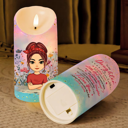 To My Daughter - I Love You For The Little Girl You Once Were - Daughter Gift From Mom - Personalized Led Candle