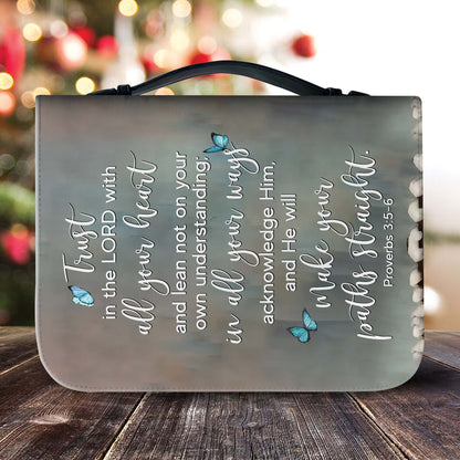 Trust in the Lord with All Your Heart Proverbs 3:5-6 Inspirational Christian Leather Bible Cover