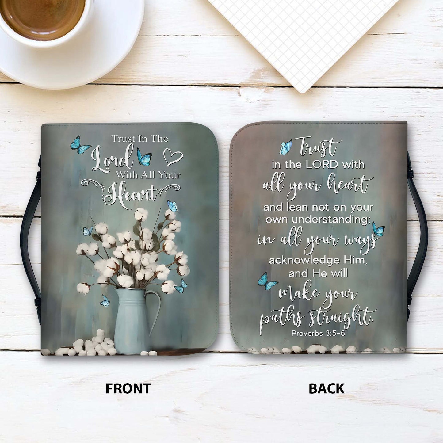 Trust in the Lord with All Your Heart Proverbs 3:5-6 Inspirational Christian Leather Bible Cover