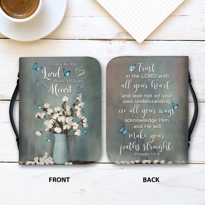 Trust in the Lord with All Your Heart Proverbs 3:5-6 Inspirational Christian Leather Bible Cover