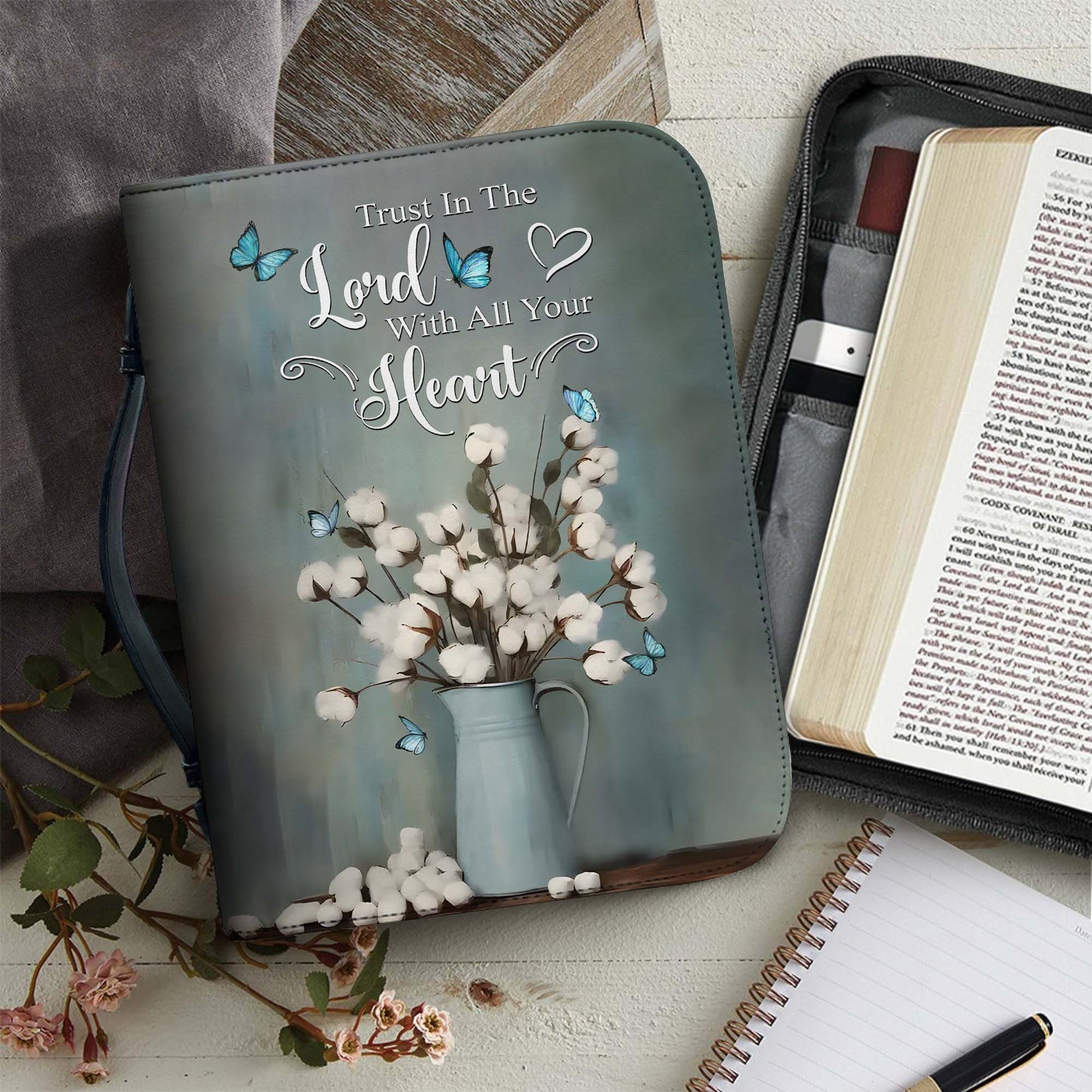 Trust in the Lord with All Your Heart Proverbs 3:5-6 Inspirational Christian Leather Bible Cover