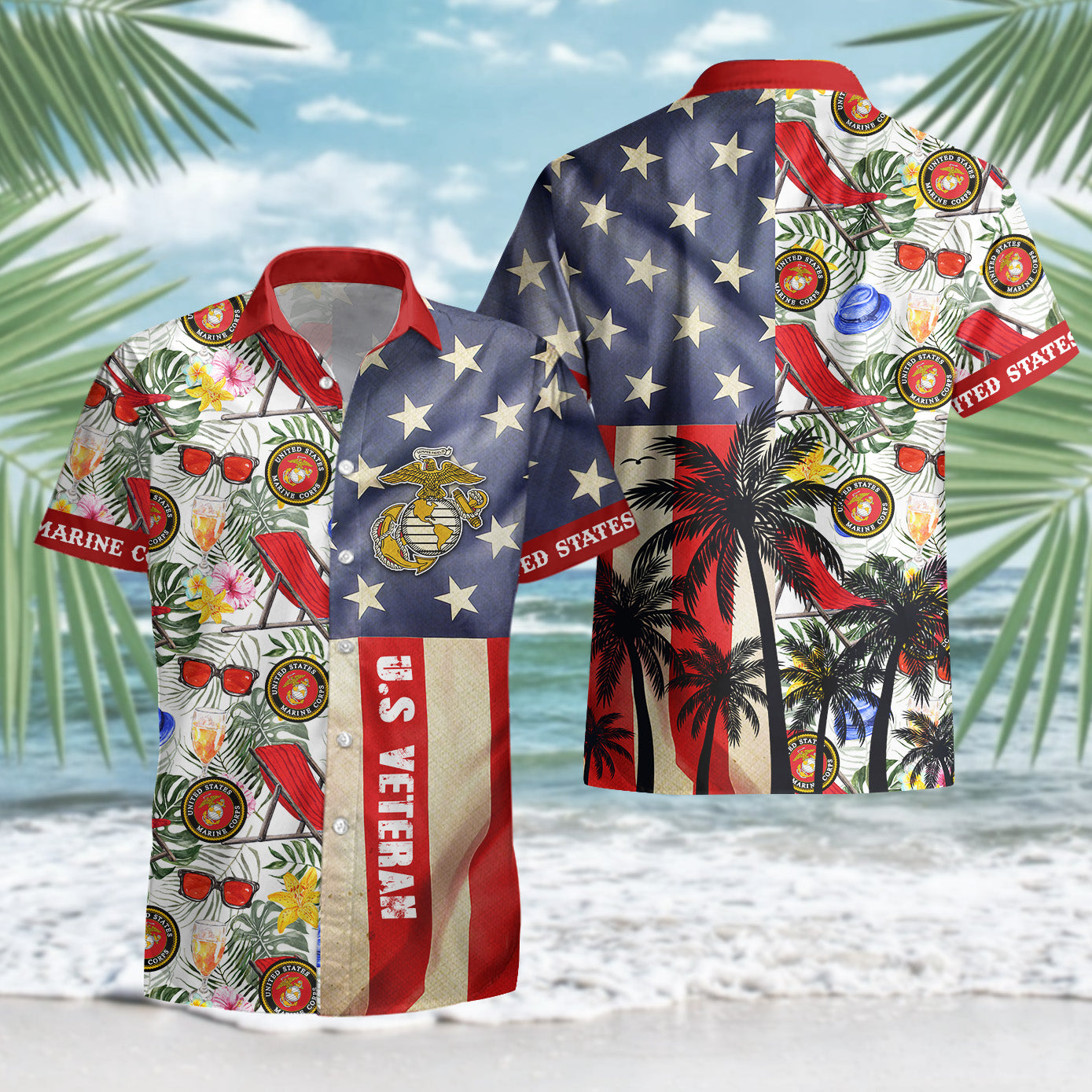 Personalized US Military Logos Bundle Hawaiian Shirt