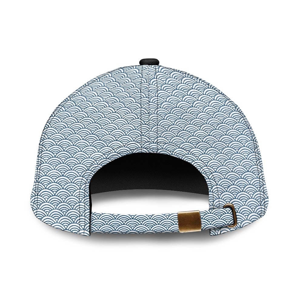 Unisex Blue Waves And Cats Over Print Classic Cap