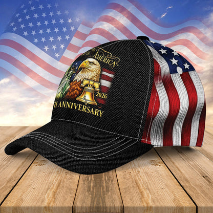 United States of America 250th Anniversary Patriotic Eagle and American Flag Over Print Classic Cap