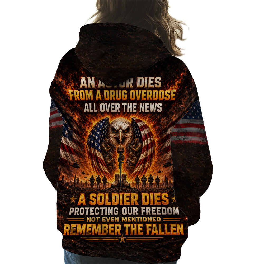 Veteran Eagle American Flag A Soldier Dies Protecting Our Freedom 3D All Over Print T-Shirt And Hoodie