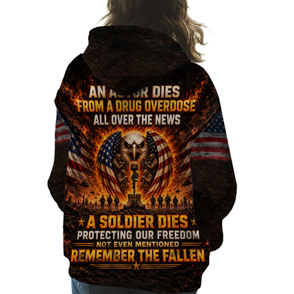 Veteran Eagle American Flag A Soldier Dies Protecting Our Freedom 3D All Over Print T-Shirt And Hoodie