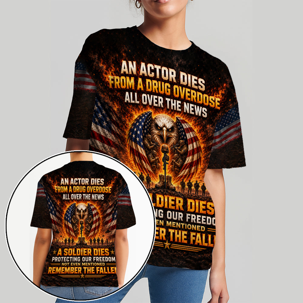 Veteran Eagle American Flag A Soldier Dies Protecting Our Freedom 3D All Over Print T-Shirt And Hoodie