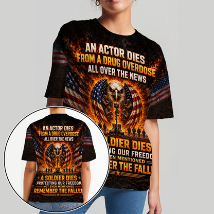 Veteran Eagle American Flag A Soldier Dies Protecting Our Freedom 3D All Over Print T-Shirt And Hoodie