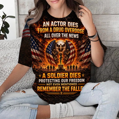Veteran Eagle American Flag A Soldier Dies Protecting Our Freedom 3D All Over Print T-Shirt And Hoodie