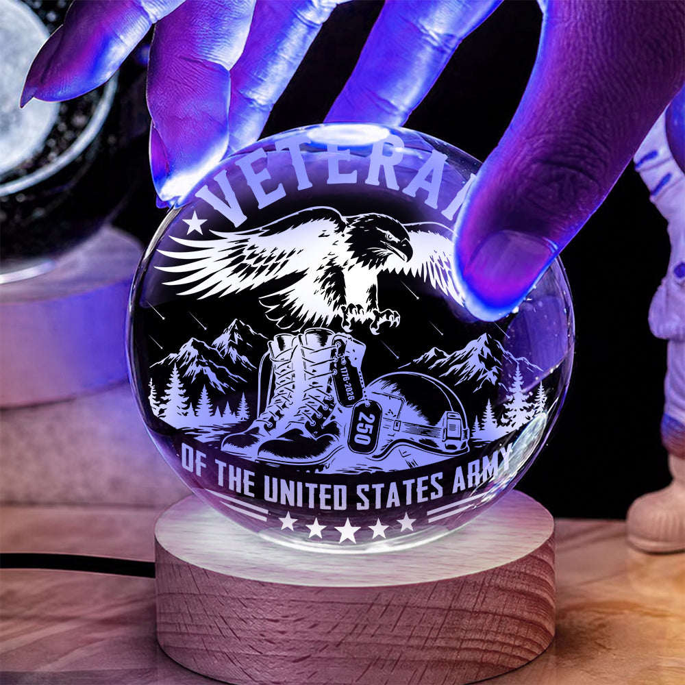 Veteran Of The United States Army Eagle Military Boots Crystal Ball Night Light