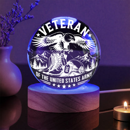Veteran Of The United States Army Eagle Military Boots Crystal Ball Night Light
