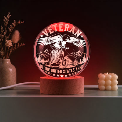 Veteran Of The United States Army Eagle Military Boots Crystal Ball Night Light