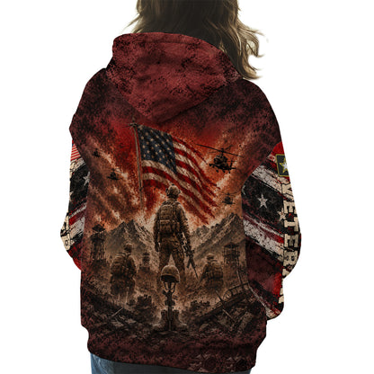 Veteran Red Remember Everyone Deployed Military 3D All Over Print T-Shirt And Hoodie