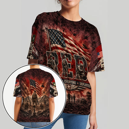 Veteran Red Remember Everyone Deployed Military 3D All Over Print T-Shirt And Hoodie