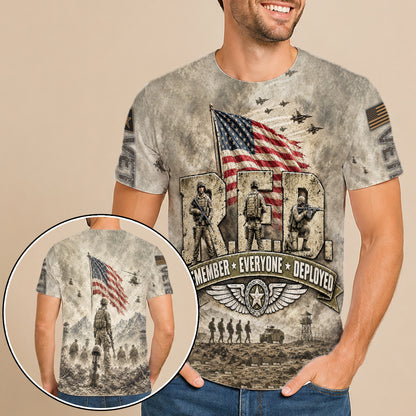 Veteran Remember Everyone Deployed Military Tribute 3D All Over Print T-Shirt And Hoodie