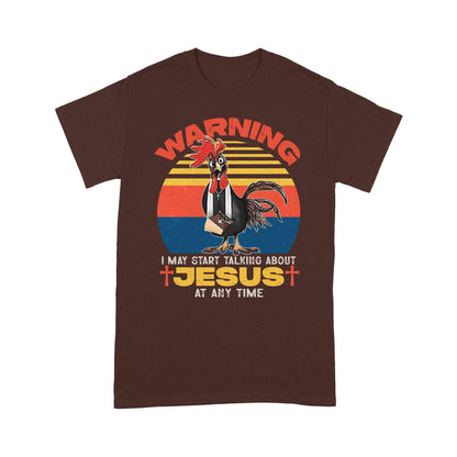 Warning I May Start Talking About Jesus Shirt, Funny Christian Tee with Chicken Graphic T-Shirt
