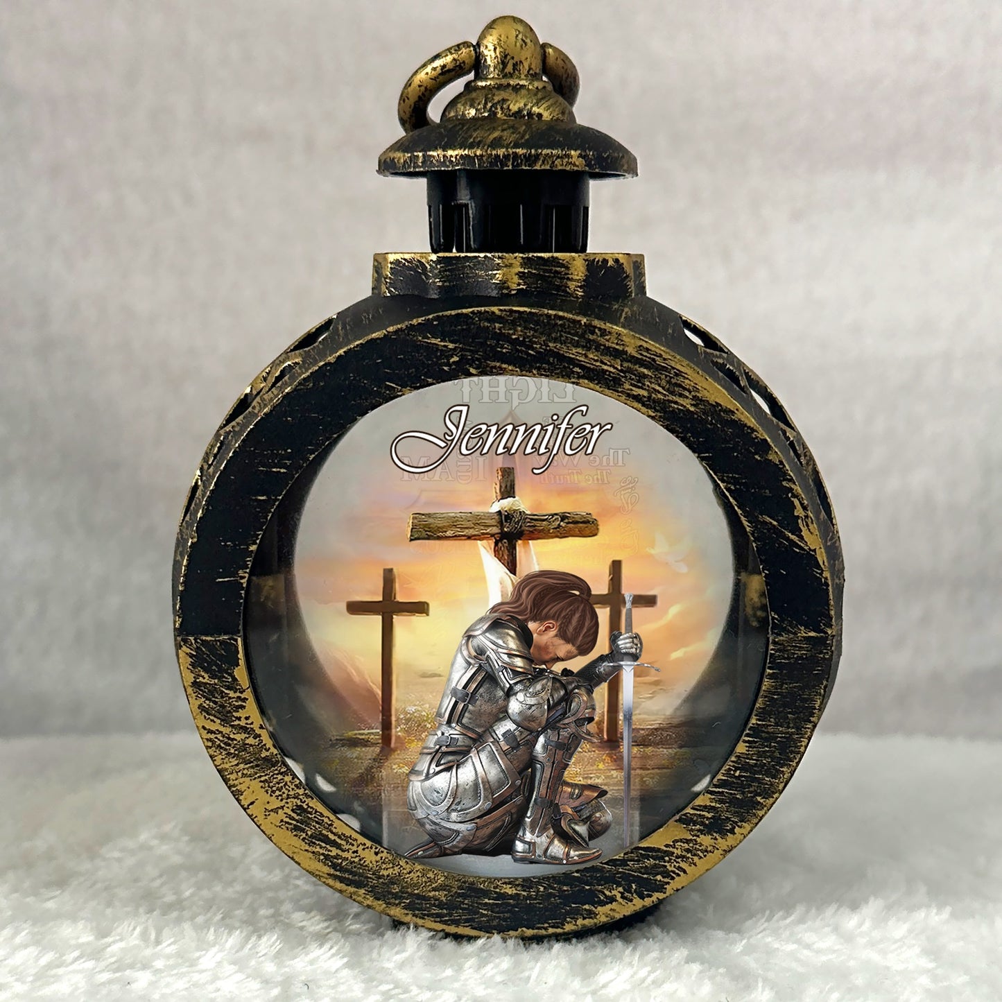 Warrior Of God - Light of the World Led Candle - John 8:12 - Personalized Christian Gift Candlelight Lantern Ornament