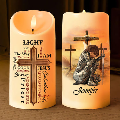 Warrior Of God - Light of the World Led Candle - John 8:12-Personalized Christian Gift Led Candle