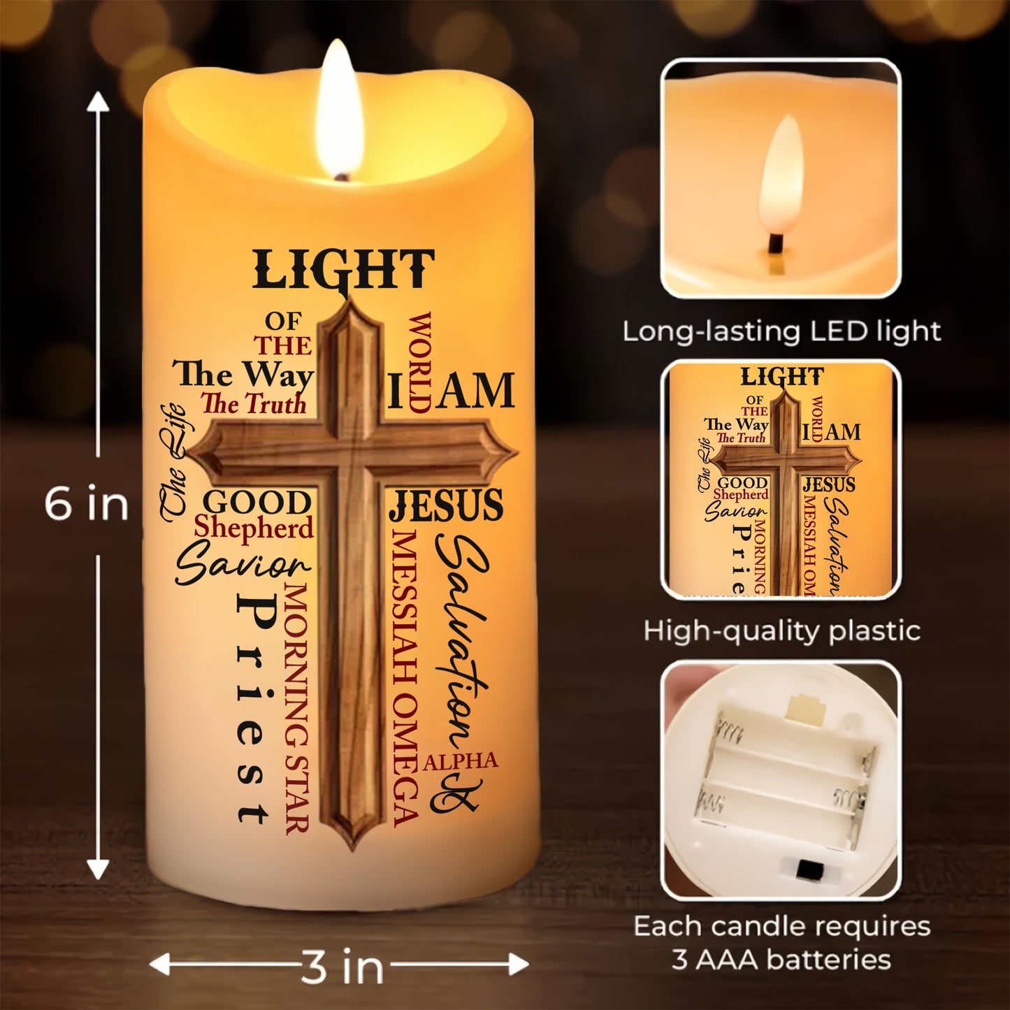 Warrior Of God - Light of the World Led Candle - John 8:12-Personalized Christian Gift Led Candle