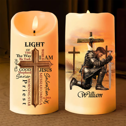 Warrior Of God - Light of the World Led Candle - John 8:12-Personalized Christian Gift Led Candle