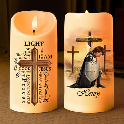 Warrior Of God - Light of the World Led Candle - John 8:12-Personalized Christian Gift Led Candle