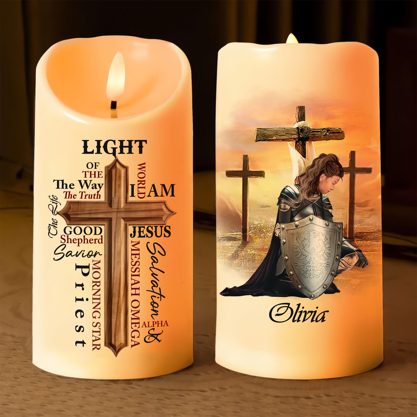 Warrior Of God - Light of the World Led Candle - John 8:12-Personalized Christian Gift Led Candle