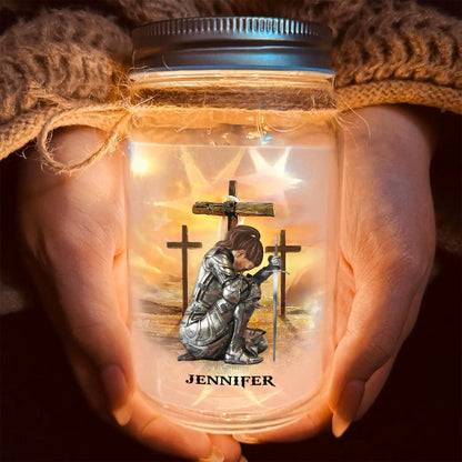 Warrior Of God No Weapon That Is Formed Against Me - Amen Isaiah 54:17 - Personalized Warrior Mason Jar Light