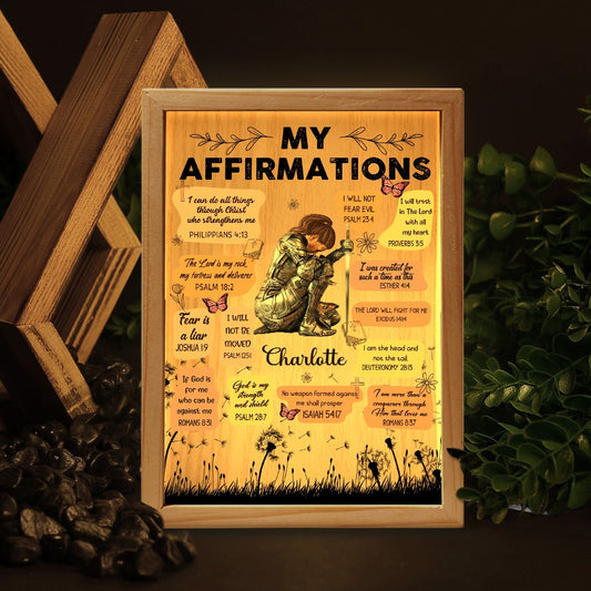 Warrior Of God, Bible Verse Affirmation I Can Do All Things Through Christ - Personalized Christian Frame Light Box