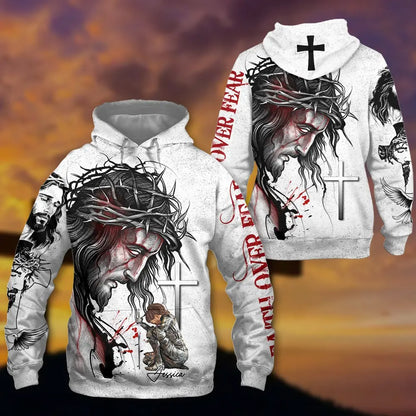 Warrior Of God, Faith Over Fear Christian - Personalized 3D All Over Print T-Shirt And Hoodie