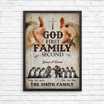 Warrior Of God, God First Family Second - Personalized Family Warrior Poster Canvas