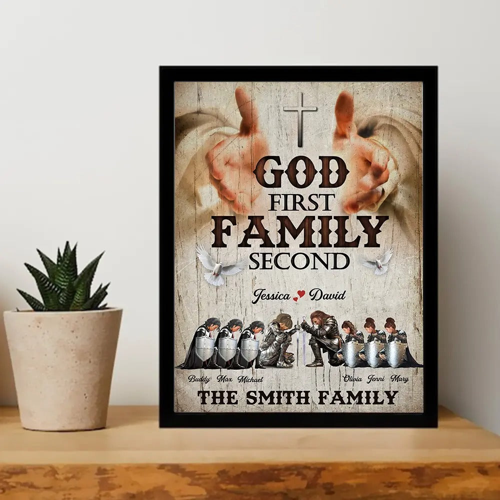 Warrior Of God, God First Family Second - Personalized Family Warrior Poster Canvas