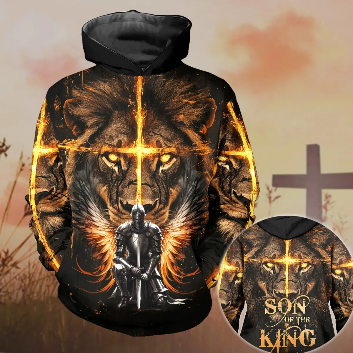 Warrior Of God, Jesus And Lion Son Of The King - Inspirational Christian 3D All Over Print T-Shirt And Hoodie