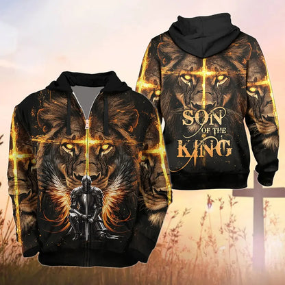 Warrior Of God, Jesus And Lion Son Of The King - Inspirational Christian 3D All Over Print T-Shirt And Hoodie