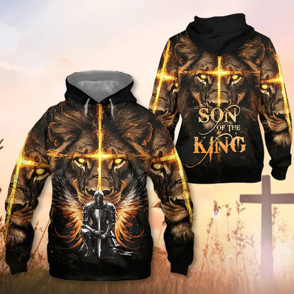 Warrior Of God, Jesus And Lion Son Of The King - Inspirational Christian 3D All Over Print T-Shirt And Hoodie