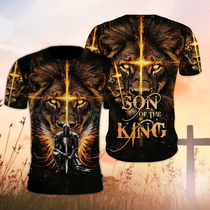 Warrior Of God, Jesus And Lion Son Of The King - Inspirational Christian 3D All Over Print T-Shirt And Hoodie