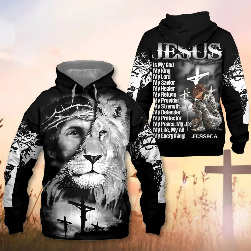 Warrior Of God, Jesus Is My God My King My Lord - Personalized Christian 3D All Over Print T-Shirt And Hoodie