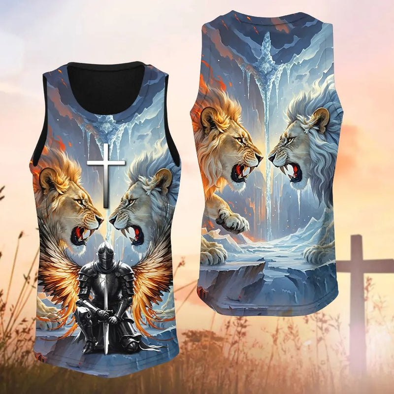 Warrior Of God, Lion Fire And Lion Ice Christian 3D All Over Print T ...