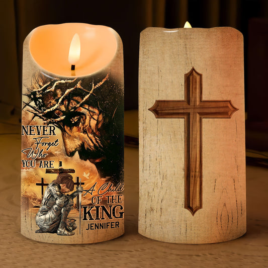 Warrior Of God, Never Forget Who You Are A Child Of The King - Personalized Led Candle