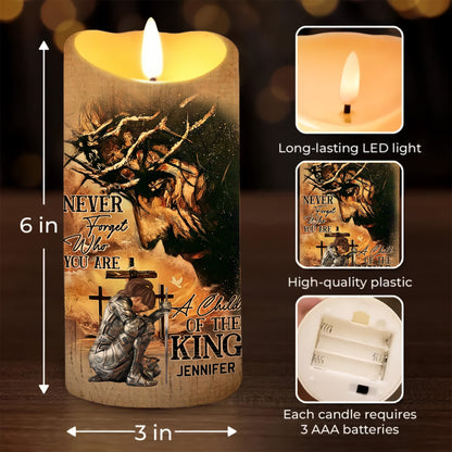 Warrior Of God, Never Forget Who You Are A Child Of The King - Personalized Led Candle