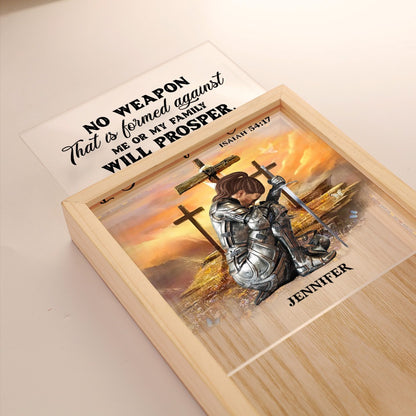 Warrior Of God, No Weapon That Is Formed Against Me Isaiah 54:17 - Personalized Christian Frame Light Box