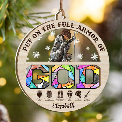 Warrior Of God, Put On The Full Armor Of God-Ephesians 6:10, Personalized 2 Layered Mix Ornament