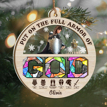 Warrior Of God, Put On The Full Armor Of God-Ephesians 6:10, Personalized 2 Layered Mix Ornament