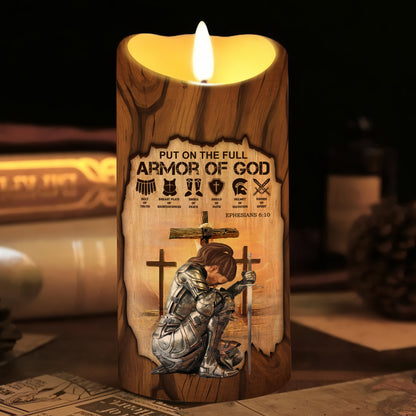 Warrior Of God, Put On The Full Armor Of God - Ephesians 6:10 - Personalized Warrior Led Candle