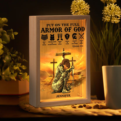 Warrior Of God, Put On The Full Armor Of God Ephesians 6:10 - Personalized Christian Frame Light Box