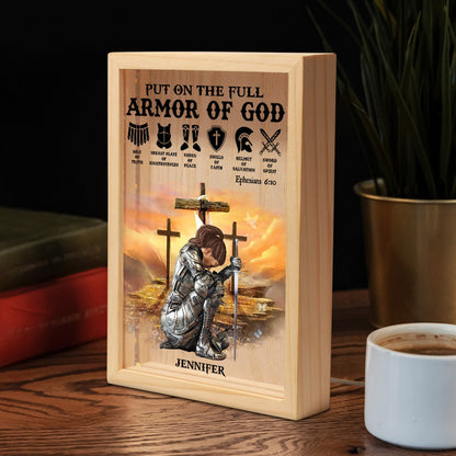 Warrior Of God, Put On The Full Armor Of God Ephesians 6:10 - Personalized Christian Frame Light Box