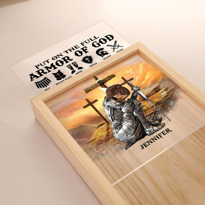 Warrior Of God, Put On The Full Armor Of God Ephesians 6:10 - Personalized Christian Frame Light Box