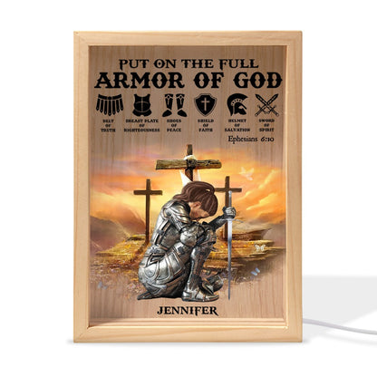 Warrior Of God, Put On The Full Armor Of God Ephesians 6:10 - Personalized Christian Frame Light Box