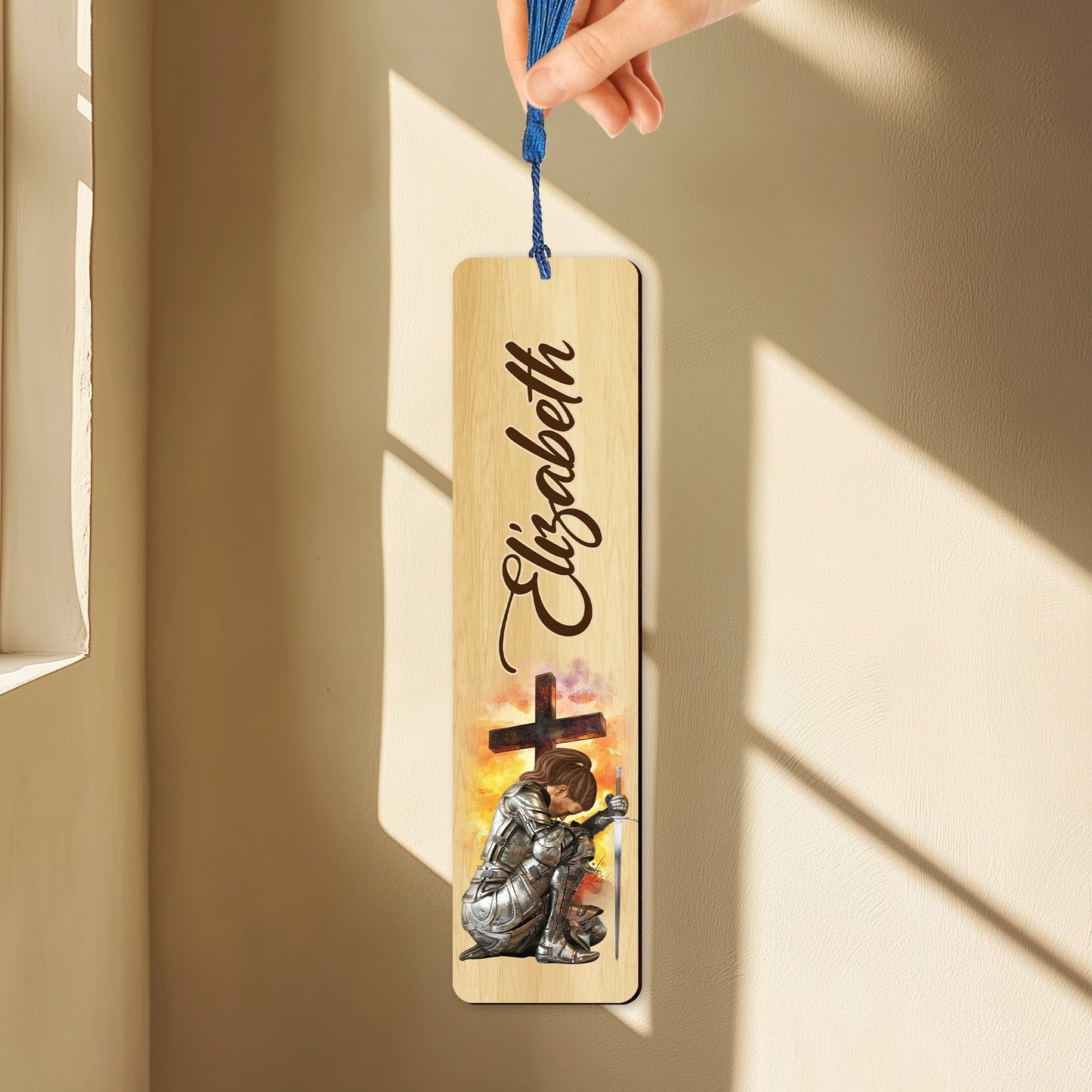 Warrior Of God, Put On The Full Armor Of God Ephesians 6:10 - Personalized Gift For Christian Wooden Bookmark