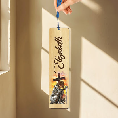 Warrior Of God, Put On The Full Armor Of God Ephesians 6:10 - Personalized Gift For Christian Wooden Bookmark
