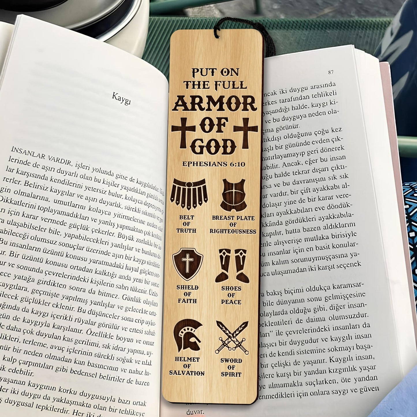 Warrior Of God, Put On The Full Armor Of God Ephesians 6:10 - Personalized Gift For Christian Wooden Bookmark